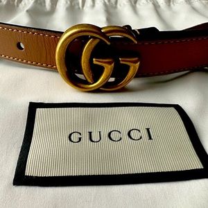 Gucci Women’s Belt - Thin Belt double G Buckle - Size 80